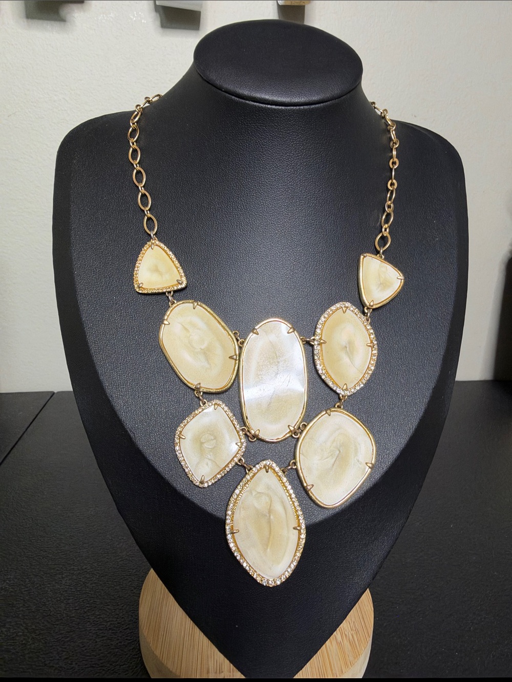 Stella & Dot Gold-Tone Cream Statement Necklace